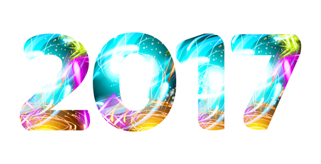 2017 year Light Shine symbol neon character vectorのイラスト素材