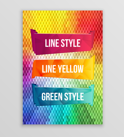 Watercolors poligon ribbons and banners for text. Collection of Watercolor design elements. Abstract colorful stripesのイラスト素材