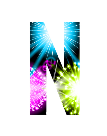 Sparkler firework letter isolated on white background, Letter Nのイラスト素材