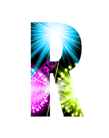 Sparkler firework letter isolated on white background, Letter Rのイラスト素材