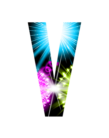 Sparkler firework letter isolated on white background, Letter Vのイラスト素材