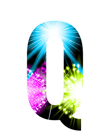 Sparkler firework letter isolated on white background, Letter Qのイラスト素材