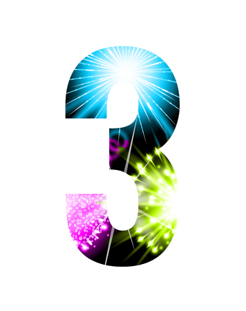 Sparkler firework figure isolated on white background. Vector design light effect alphabet.のイラスト素材
