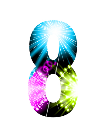 Sparkler firework figure isolated on white background. Vector design light effect alphabet.のイラスト素材