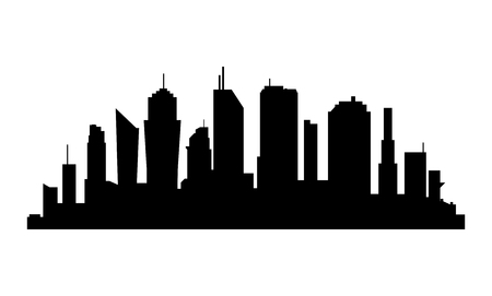 City Silhouette on white background. Business district with skyscrapers.のイラスト素材