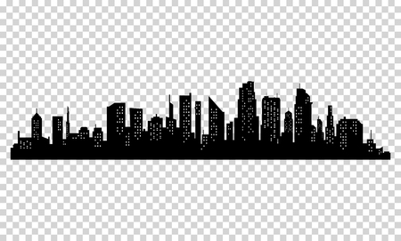 Silhouette of city with black color on white background.のイラスト素材