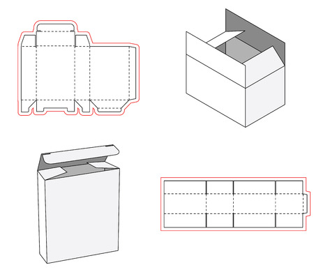 Simple box packaging die cut out template design. 3d mock-up.の写真素材
