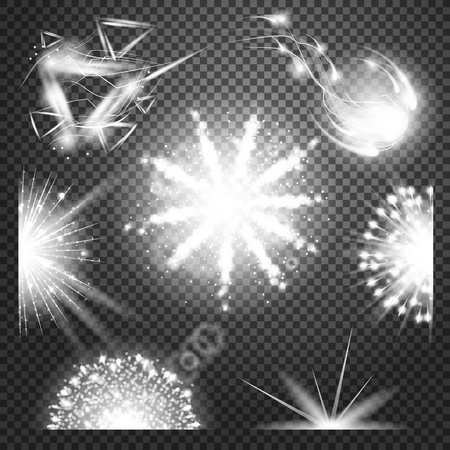 Vector special effects Collection. Set of various light effects and symbols, vector illustration. Firework light effects.のイラスト素材