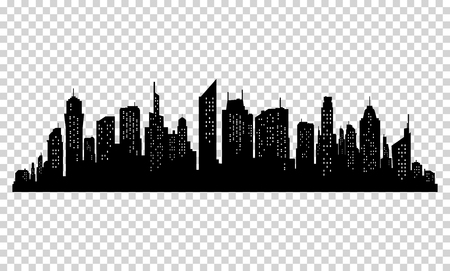 Silhouette of city with black color on white background.のイラスト素材