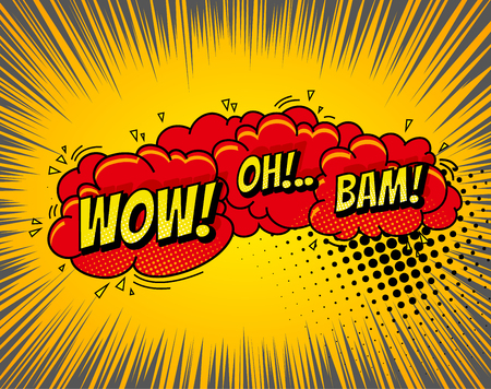 Background with Boom comic book explosion vector design background.のイラスト素材