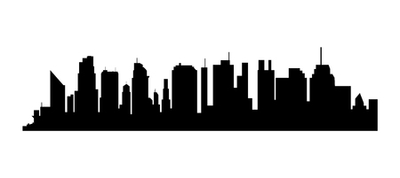 Silhouette of city with black color on white background.のイラスト素材