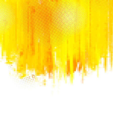 Orange abstract paint splashes illustration. Vector background with place for your text. Mosaic pixel.の写真素材