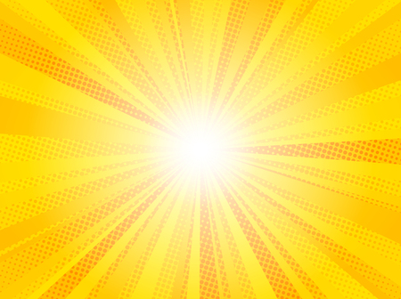 Comic yellow sun rays background pop art retro vector illustration kitsch drawingのイラスト素材