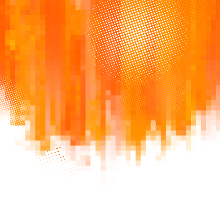 Orange abstract paint splashes illustration. Vector background with place for your text. Mosaic pixelのイラスト素材