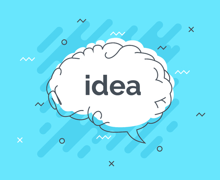 Quick Tips badge with speech bubble idea brain. Trendy flat vector on white background. Smart concept vector illustrationのイラスト素材