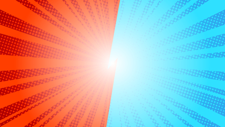 Comic blue sun rays background pop art retro vector illustration kitsch drawing. Comic background VS.の写真素材