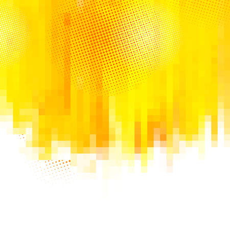 Orange abstract paint splashes illustration. Vector background with place for your text. Mosaic pixel.の写真素材