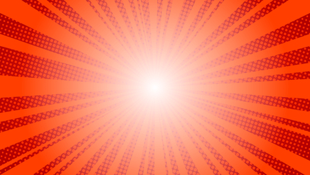 Comic red sun rays background pop art retro vector illustration kitsch drawing.の写真素材