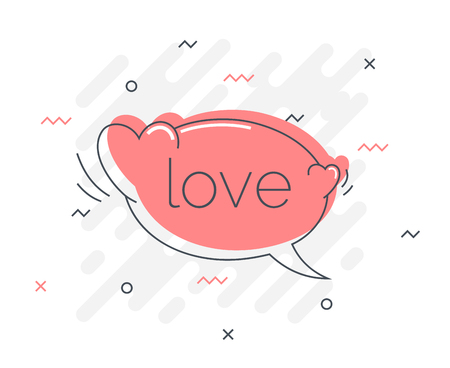 Quick Tips badge with speech bubble love word. Liquid fluid vector background. Concept vector illustrationのイラスト素材