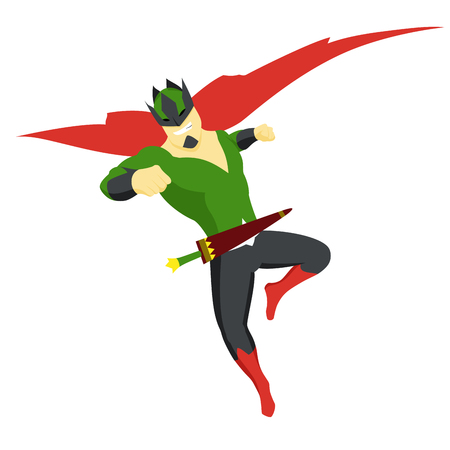 Superhero king actions icon in cartoon colored style jump pose vector illustration.のイラスト素材