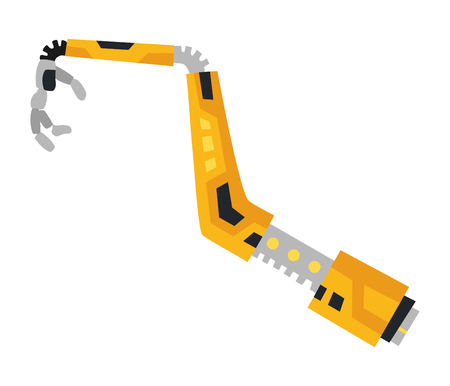 Industrial mechanical robot arm vector icon. Yellow robotic armのイラスト素材