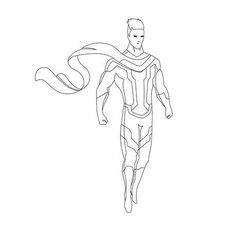 Superhero for coloring book isolated. Comic book vector illustration.のイラスト素材