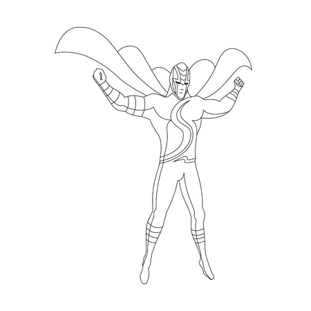 Superhero for coloring book isolated. Comic book vector illustration.のイラスト素材