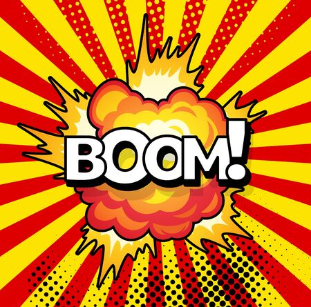 Cartoon, Boom explosion Comic Speech Bubbleのイラスト素材