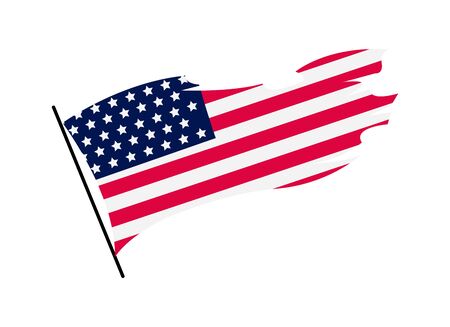 Waving flag of the United States of America. Illustration of wavy American Flag. National symbol, American flag on white background - vector illustration.のイラスト素材
