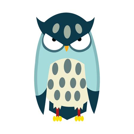 Cute funny owl. Forest bird. Decorative and style toy, doll. Severe bird in flat style. Isolated children cartoon illustration, for print or sticker.のイラスト素材