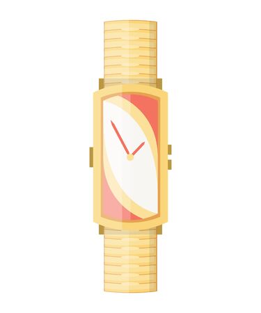 Classic men or women watch vector icon. Watch for businessman, smartwatch and fashion clock. Flat style vector illustration with bracelet isolated on white background.のイラスト素材