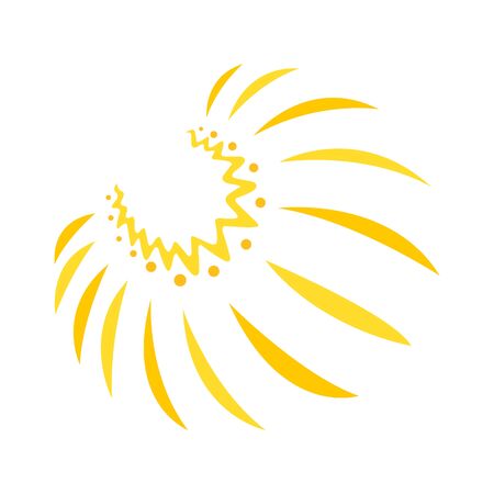 Cute funny sun icon. Bright and beautiful cartoon character. Abstract yellow sun shape. Hand drawn doodle sun. Sun logo icon. Vector Illustrationのイラスト素材