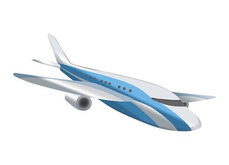 Airplane on white background. Airliner in side view. Vector realistic aircraft cargo. Passenger plane, sky flying aeroplaneのイラスト素材
