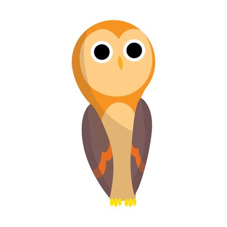 Cute funny owl. Forest bird. Decorative and style toy, doll. Happy and joyful bird in flat style. Isolated children cartoon illustration, for print or stickerのイラスト素材