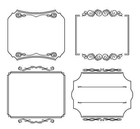 Text Frame. Flourish frame collection. Vector wedding invitations card. Outline vintage template with place for textのイラスト素材
