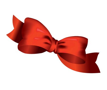 Vector beautiful realistic red bow. Silk style of elegance packing element. Can be use for decoration gifts, greetings card etcのイラスト素材
