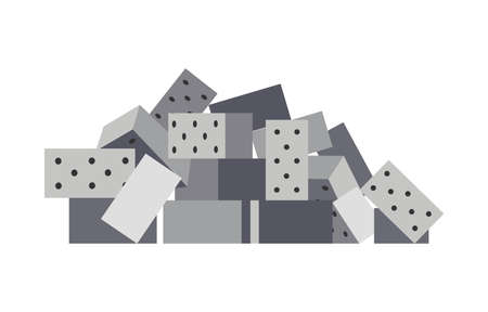 Heap building material. Heap of blocks. Vector illustrations can be used for construction sites, works and industry concreteのイラスト素材