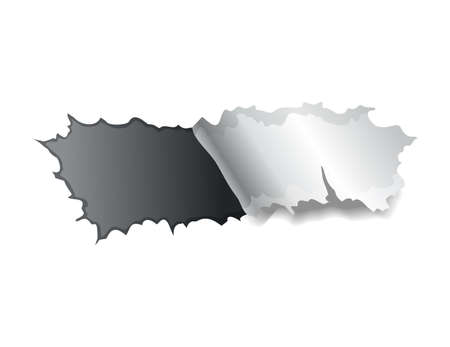 Paper hole. Realistic vector torn paper with ripped edges. Twisted piece of paperのイラスト素材