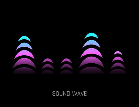 Vector music sound waves. Audio digital equalizer technology, console panel, musical pulse. Dark...