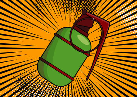 Pop art bomb on comic pop art retro style background. Terrorism is a danger of destruction. Wallpaper cartoon bomb at background with dots halftone and sunburstのイラスト素材