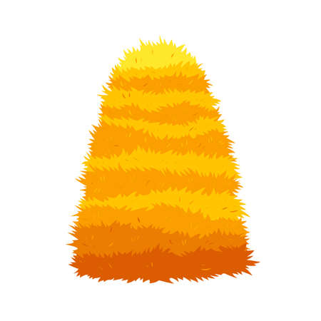 Haystack isolated on white background. Flat vector illustration dried haystack. Farming haymow bale hayloft, agricultural rural haycock. A supply of feed for livestock, the object of agricultureのイラスト素材