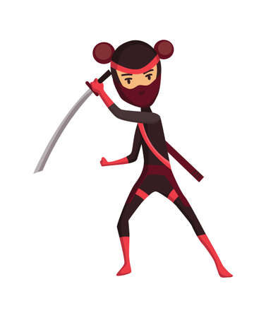 Cartoon superhero kid character. Joyful kid wearing super hero costume with mask and comic cloak for brave recreation. Isolated on white backgroundのイラスト素材