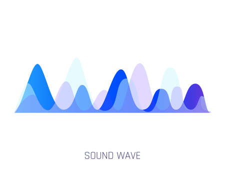 Color sound wave. Audio digital equalizer technology, musical pulse vector Illustration. Voice line waveform or volume level symbol. Curve radio waveのイラスト素材