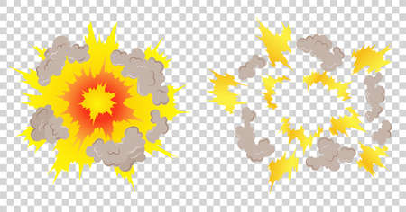 Cartoon explosion animation frames for game. Boom storyboard comics design. Hand drawn vector...