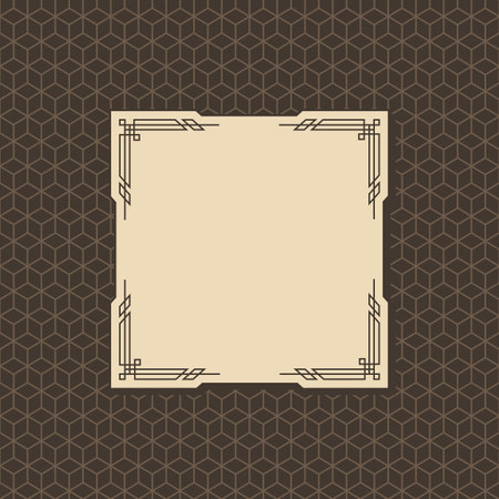 Art deco frame. Artwork graphic pattern culture. Orante wedding invintation. Vintage retro style banner or label design.Vector design objectのイラスト素材