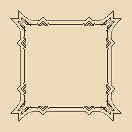 Art deco frame. Artwork graphic pattern culture. Orante wedding invintation. Vintage retro style banner or label design.Vector design objectのイラスト素材