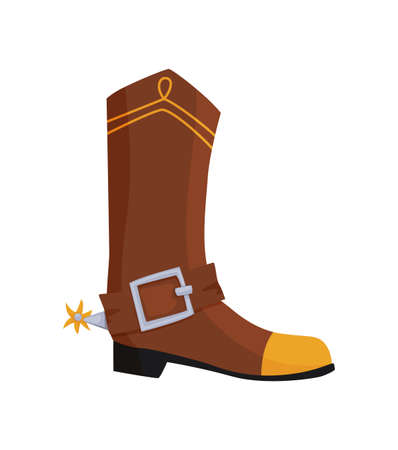 Wild west flat icon. Accessorie or object game and app ui icon. Cowboy boot with an asteriskのイラスト素材