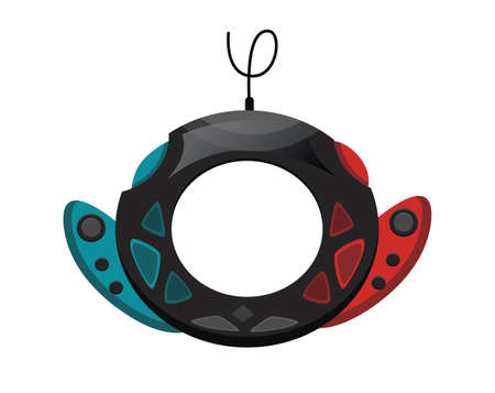 Joystick. Cartoon video game console. Entertainment play technology. Gamepad vector icon. Game-play...