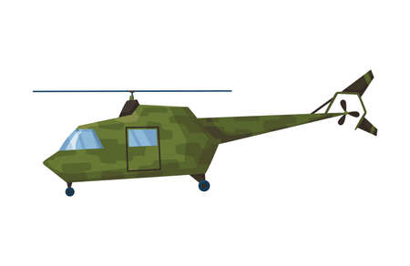 Helicopter cartoon aviation. Avia transportation with propeller isolated on white. Vector copter aircraft rotor plane cargo. Civil or army military transport helicopterのイラスト素材