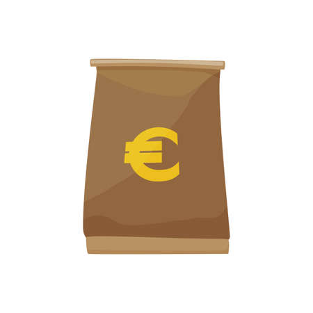 European currency note euro banknotes. Money vector illustration. Investment capital wealth savings or financial prosperity symbol. Bag for cashのイラスト素材